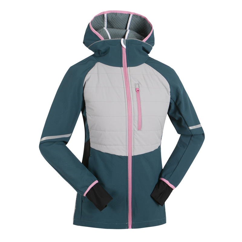 Women's 3-layer Knitted Softshell Contrast with Quilt Padding Jacket